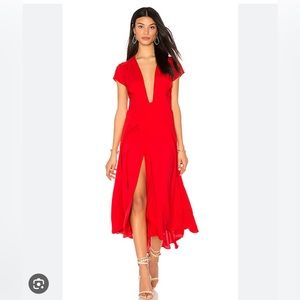 TWO ARROWS RED WRAP DRESS (REVOLVE)